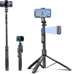 Tripod with 360 Degree Rotatable Phone Holder for Photography, Video Shooting, Live Streaming, Vlog, YouTube Video, FaceTime, Skype, TikTok, Selfie